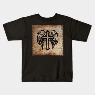 Cross & Angel Wings Spiritual Vintage Design Cool Gift of Faith Kids T-Shirt